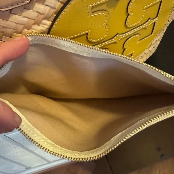 Tory Burch Beige and Yellow Woven Tote Basket Bag - Picture 9 of 11